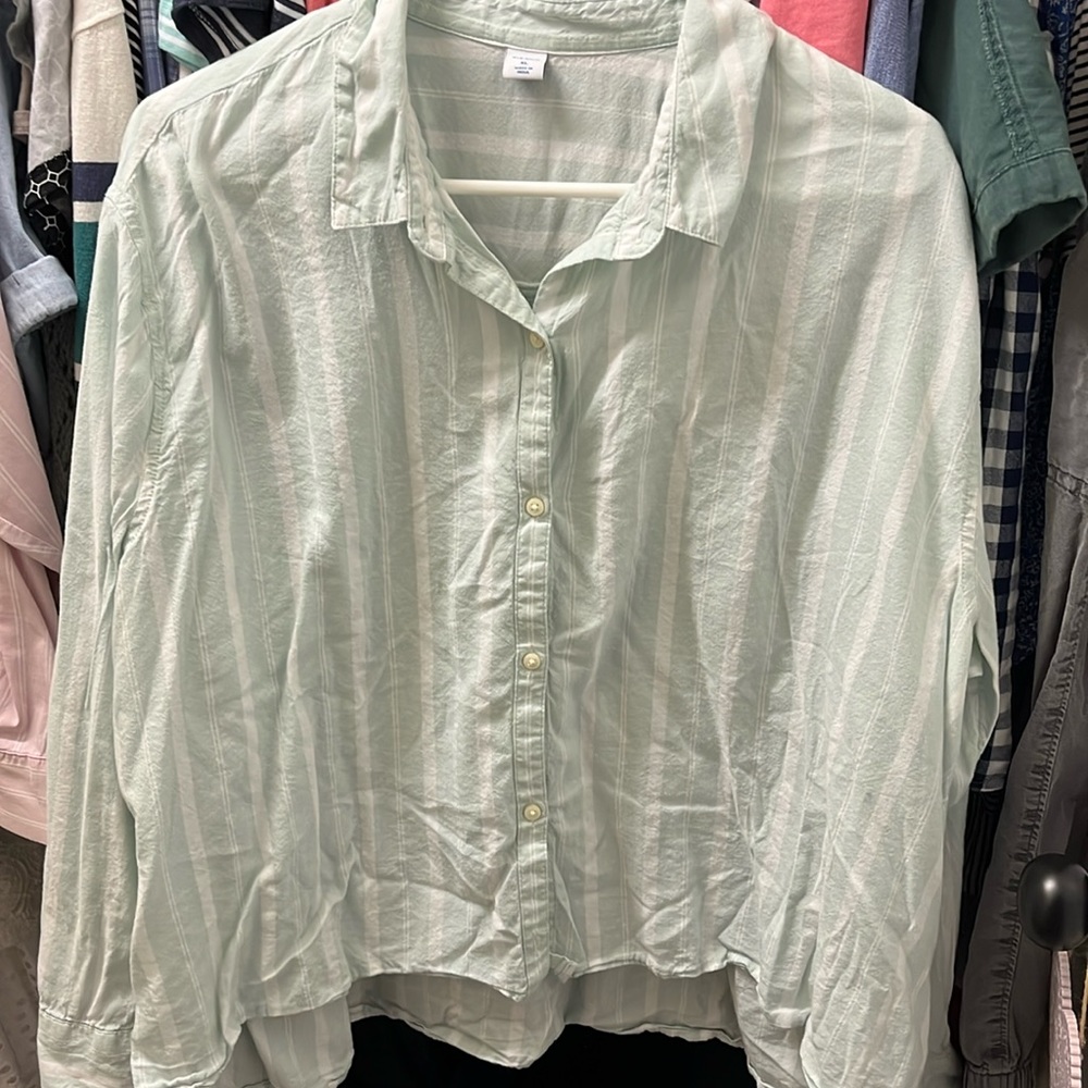 Old Navy Mint Green Striped Button-Up